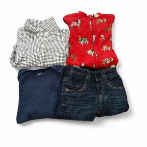 Baby boy bundle 3-6m shirt jeans christmas pajamas pjs onesie